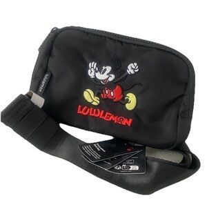 lululemon Mickey Mouse Embroidery Black Belt Bag